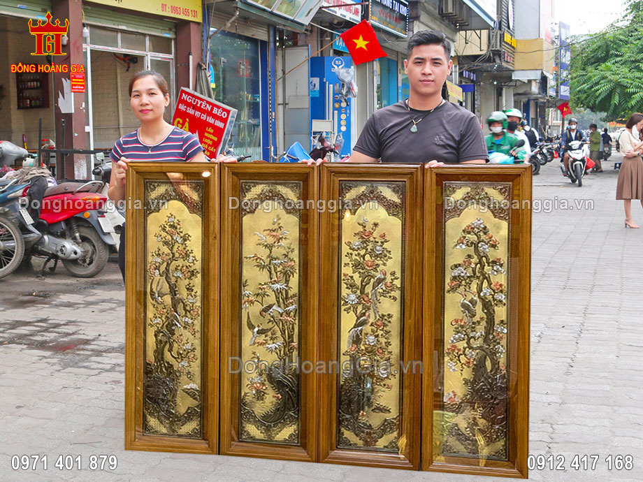Nguyên liệu chế tác bộ tranh tứ quý là đồng tấm nhập khẩu cao cấp